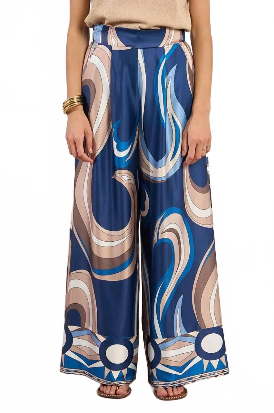 NEW MOLLY BRACKEN women's mirage satin pants in blue